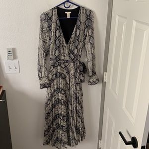 H&M Snakeskin Pleated Wrap Dress